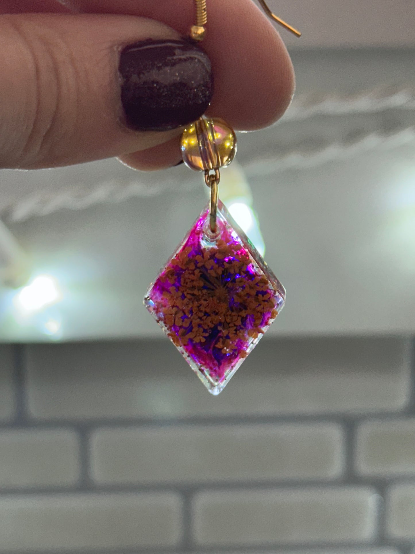Orange flower earrings