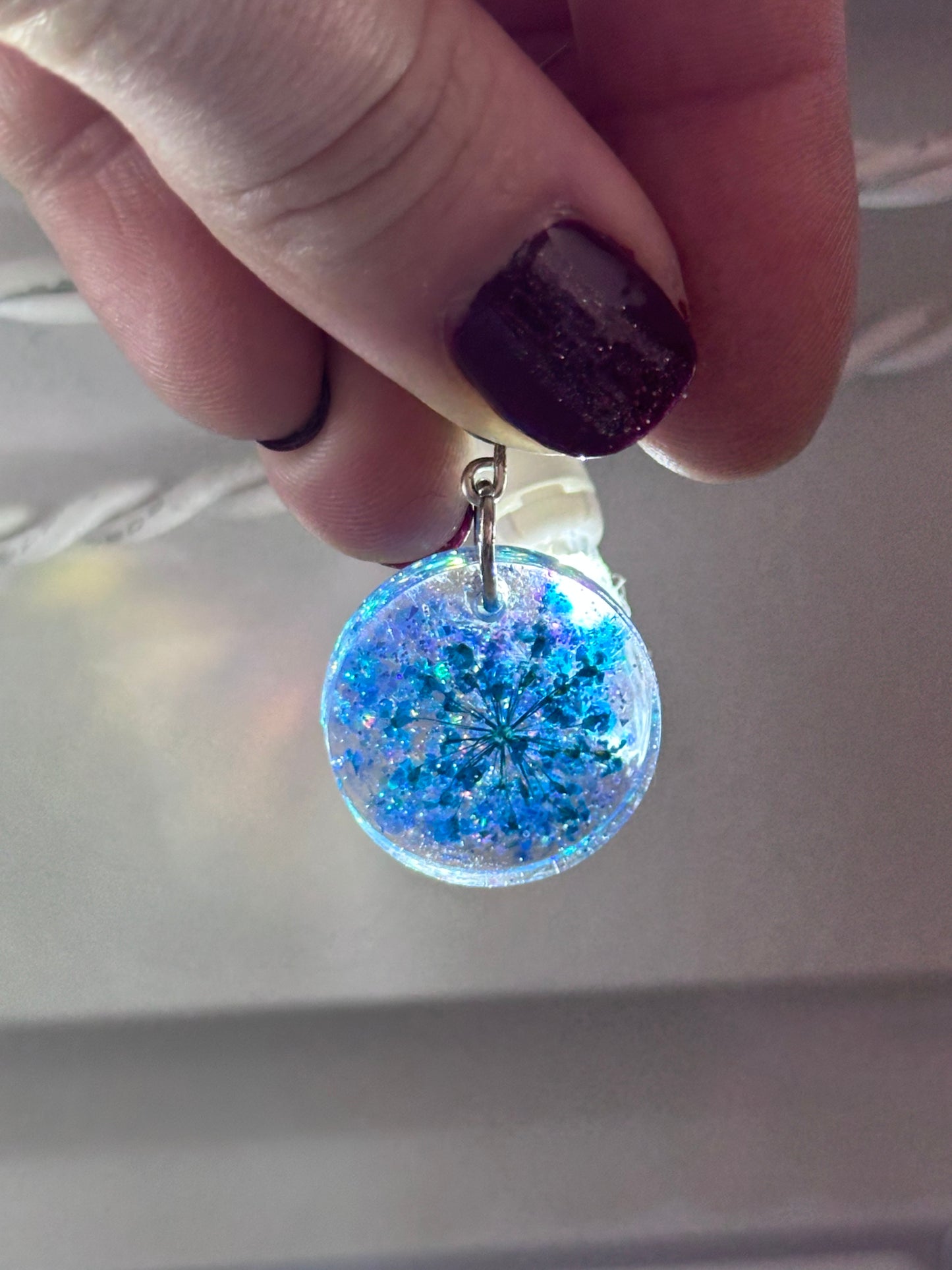 Blue flower earrings