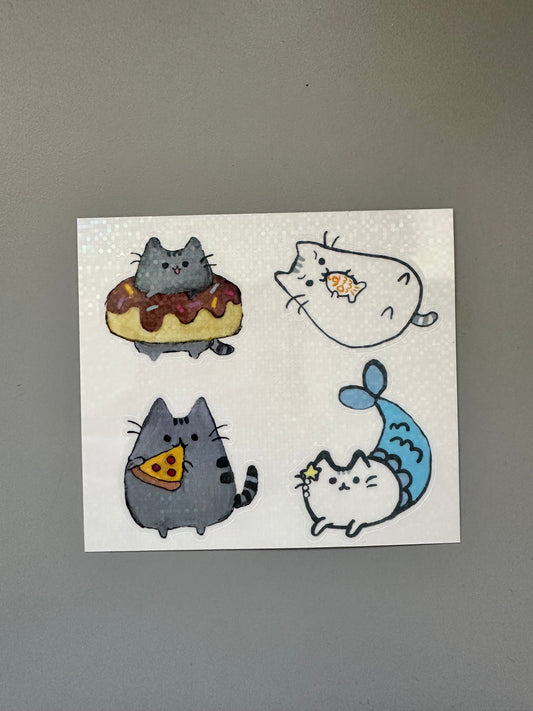 Holo pusheen sticker quad
