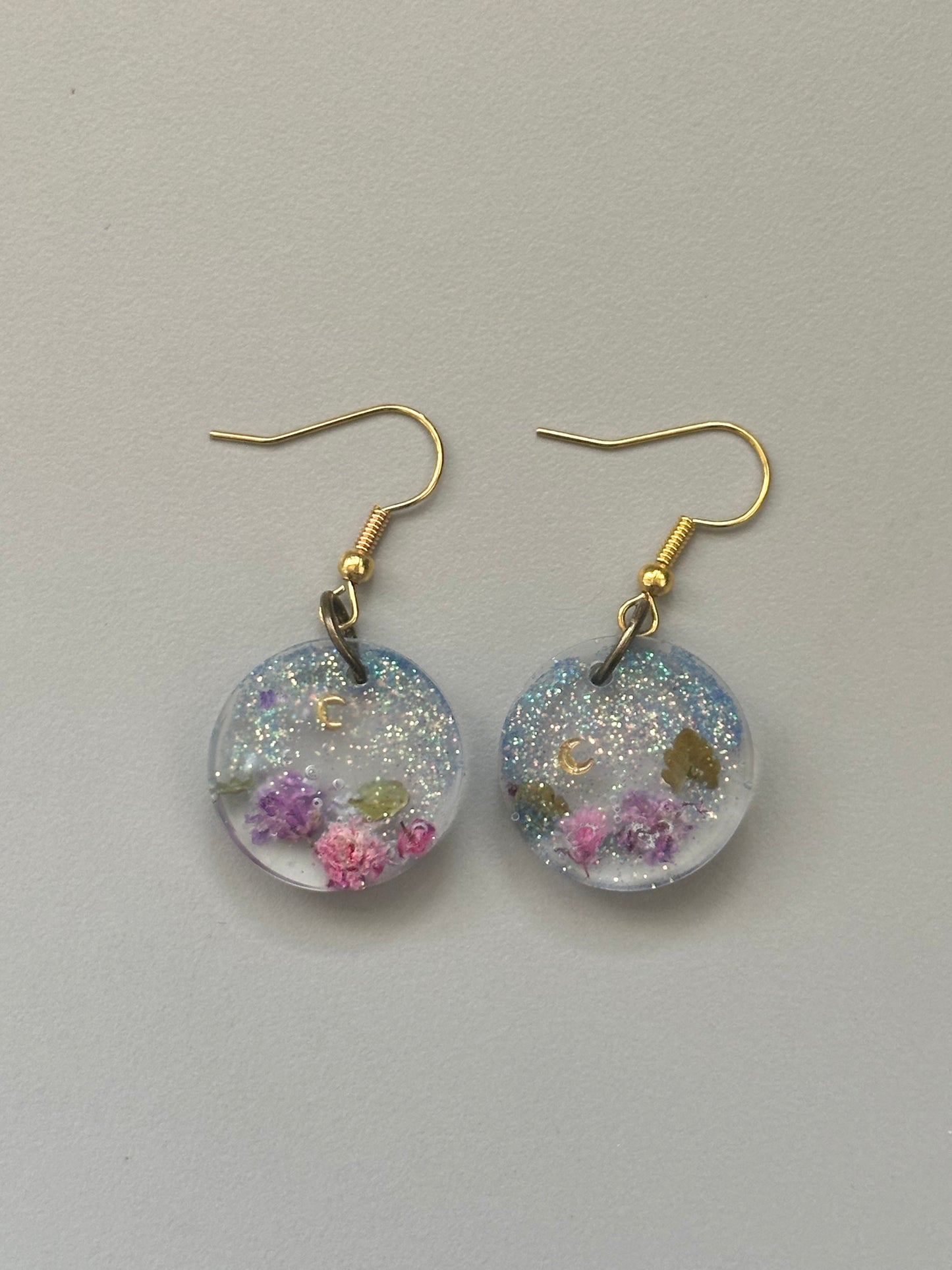 Round night sky earrings