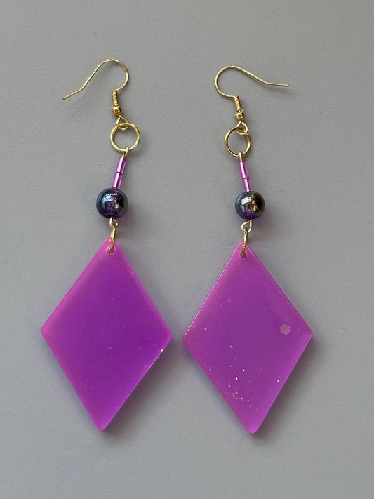 Purple bead accent earring