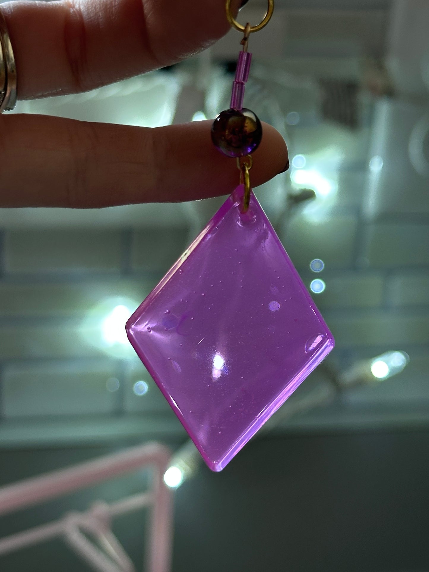 Purple bead accent earring