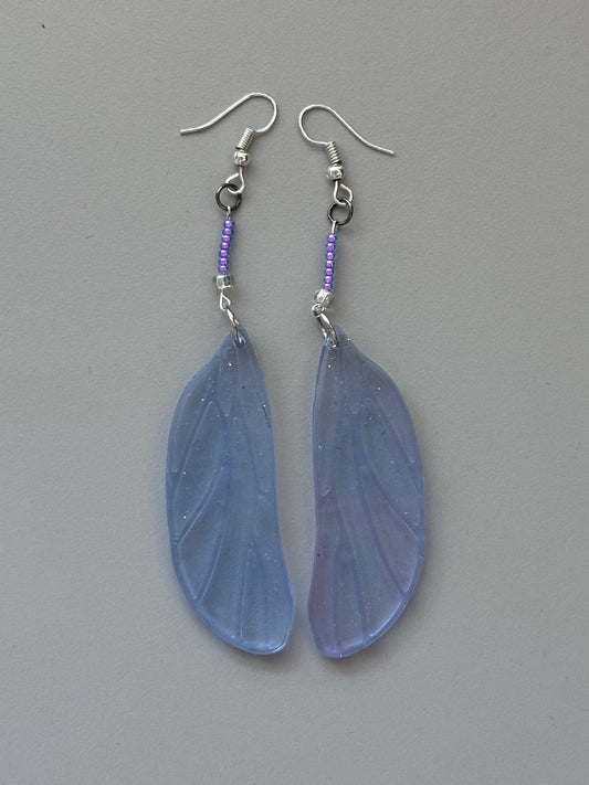Blue wing earrings
