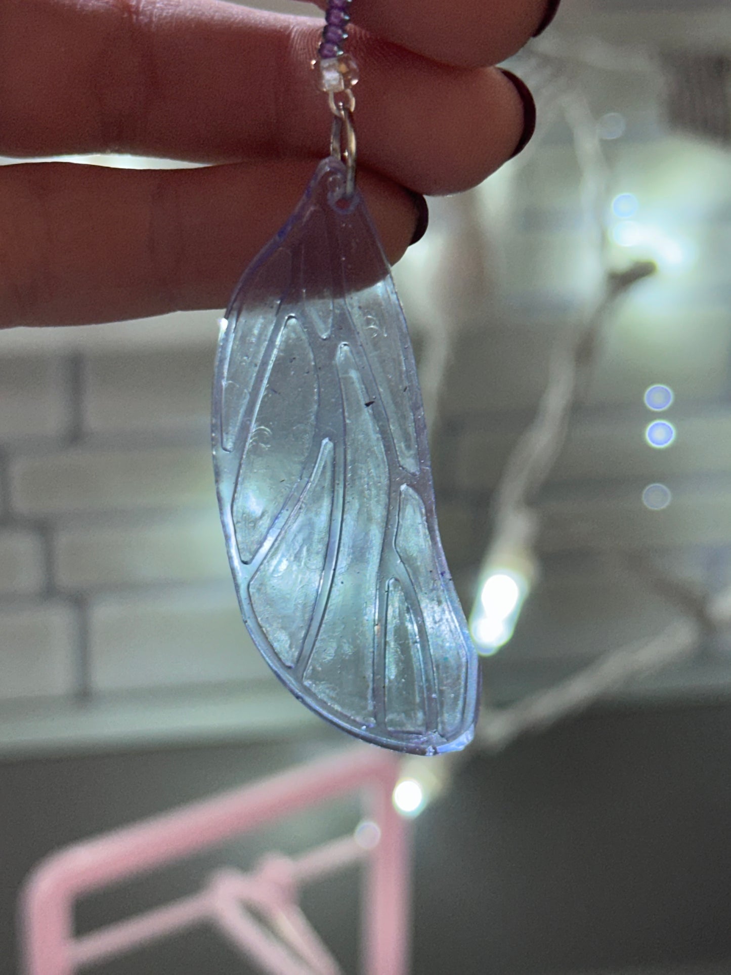 Blue wing earrings