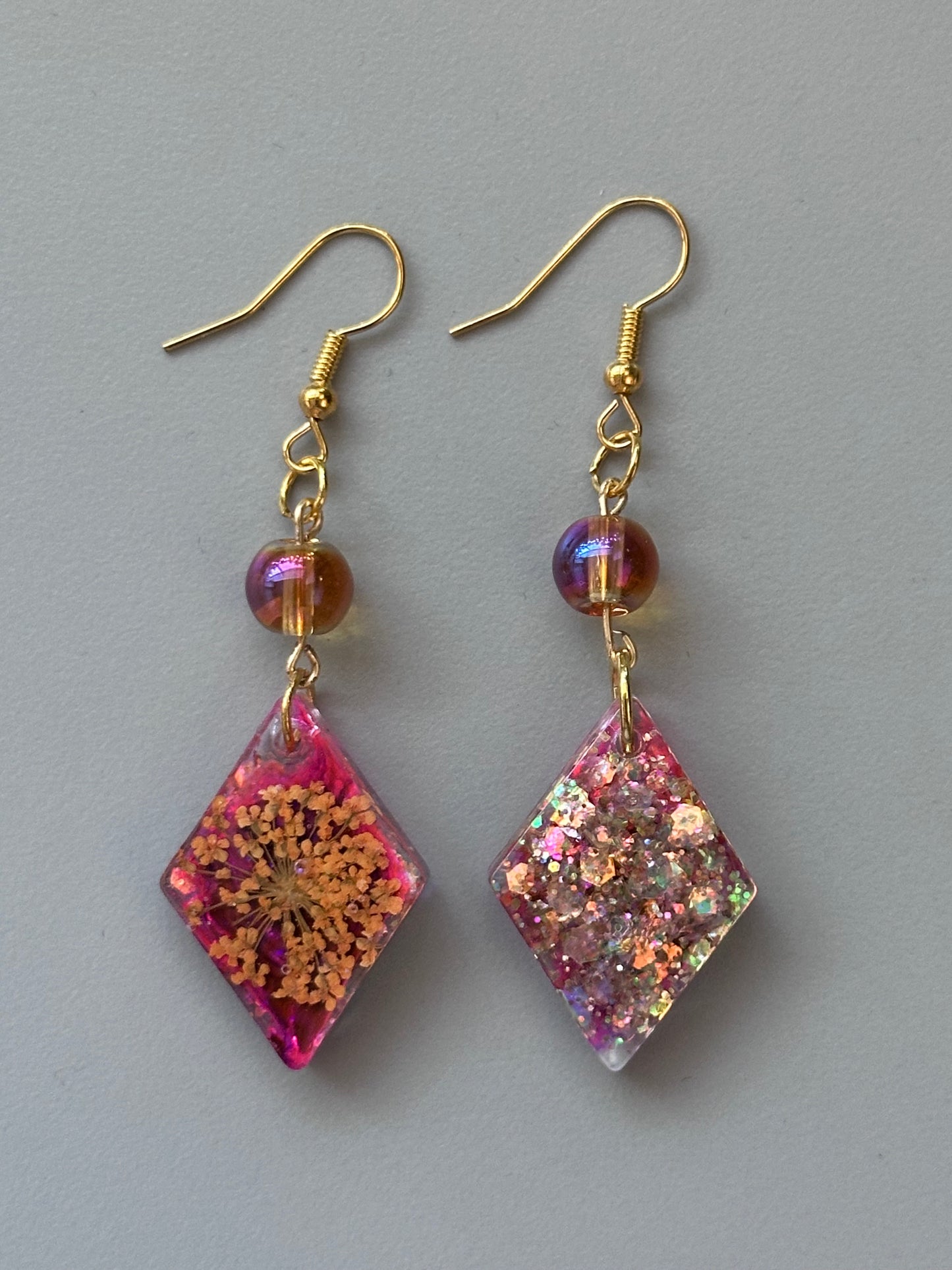 Orange flower earrings