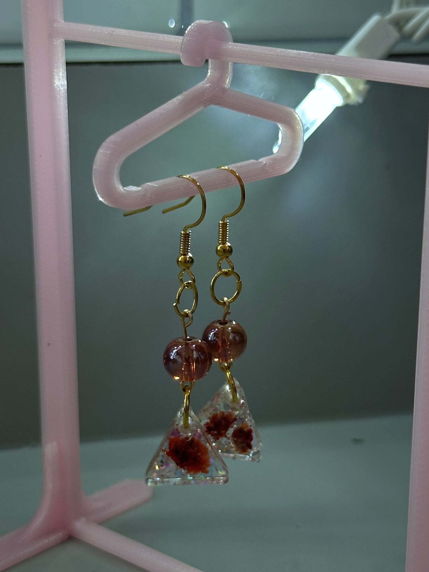 Orange flower earrings