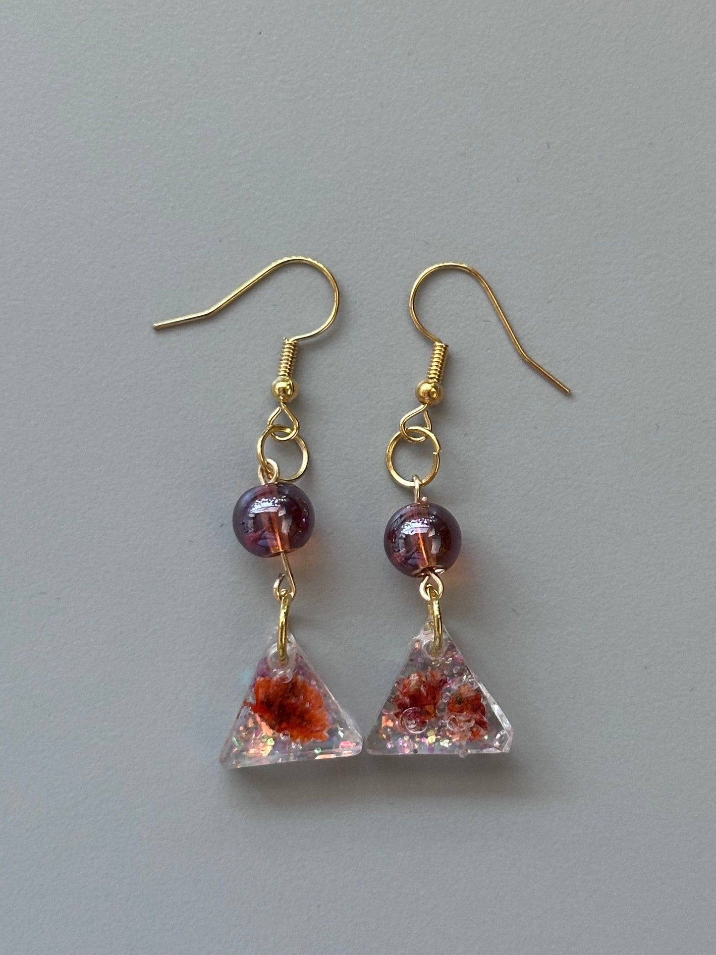 Orange flower earrings