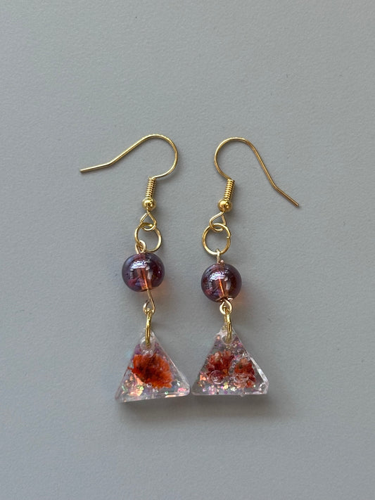 Orange flower earrings