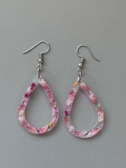Pink flower earrings