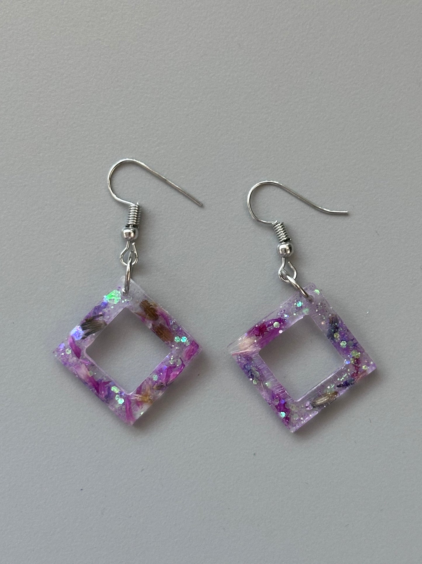 Purple flower earrings