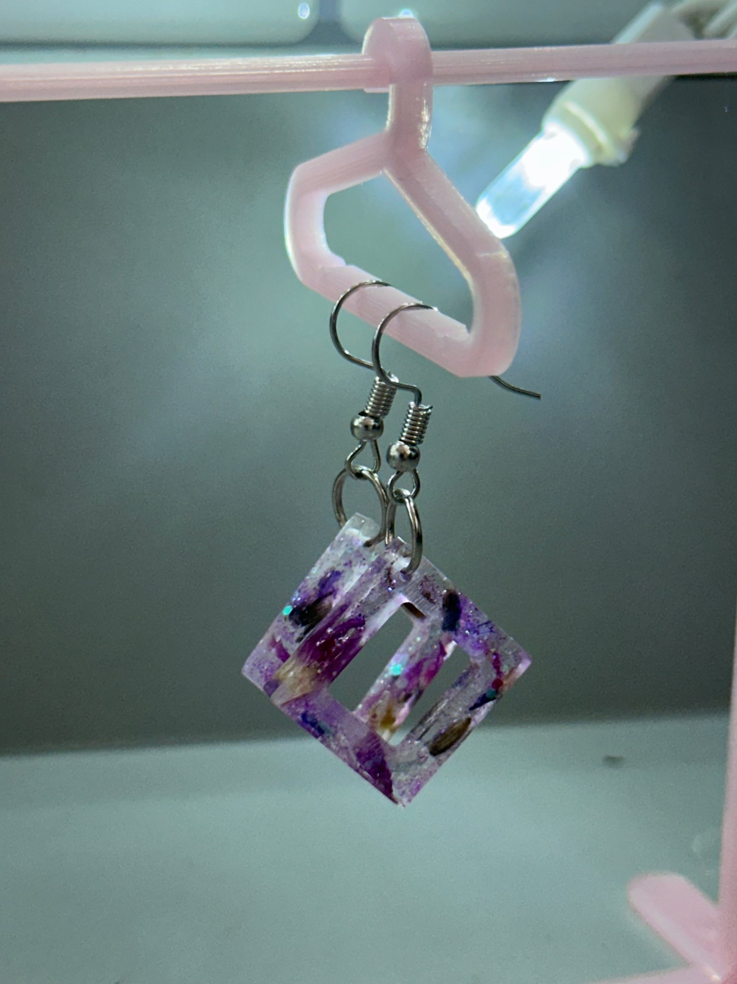 Purple flower earrings